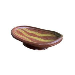 Neil Patterson Studio Pottery Footed Bowl Pattern‎ Sgraffito Stamped Terracotta